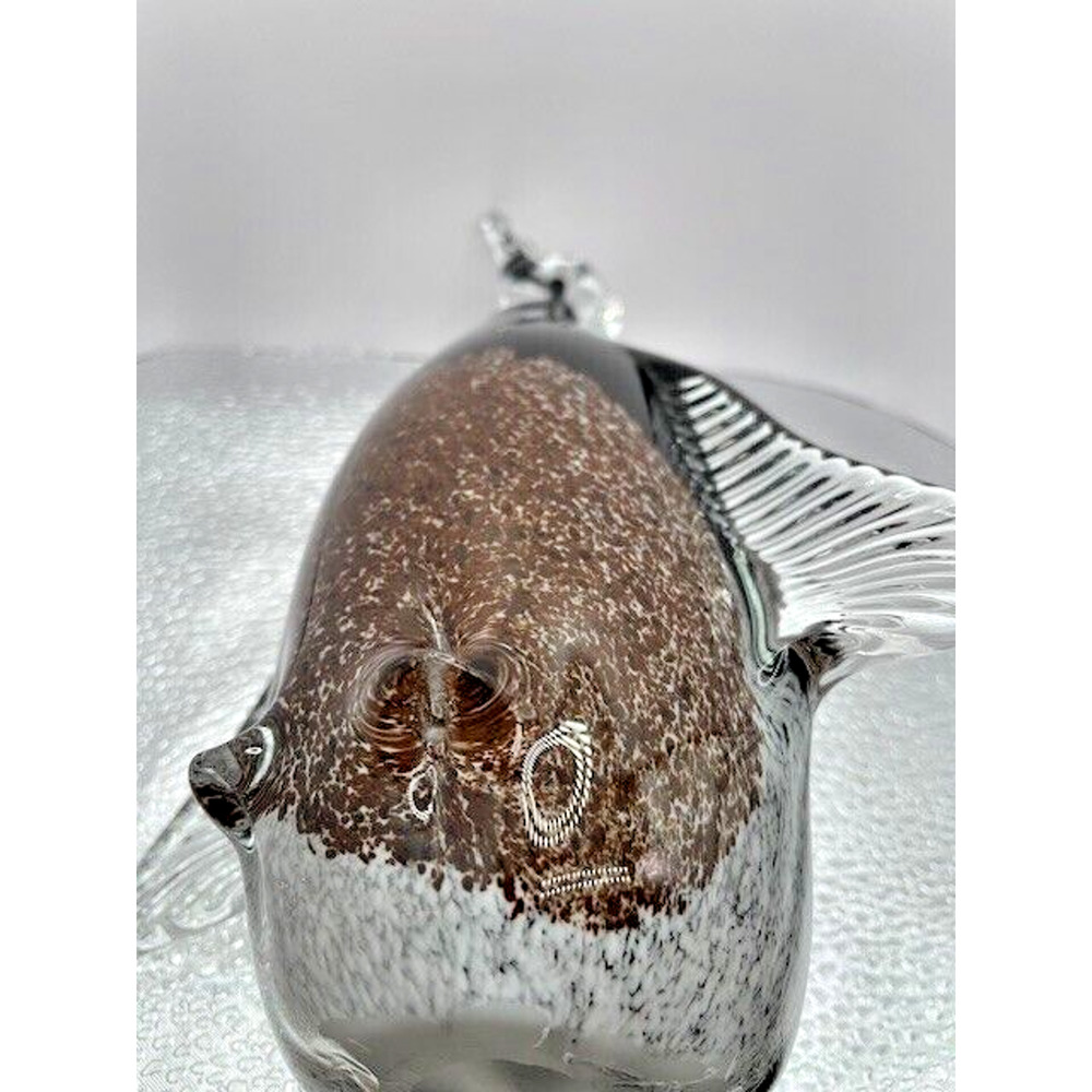 Murano Style Art Glass Penguin 7.5” X 7" Clear, Black, Brown - Picture 8 of 10